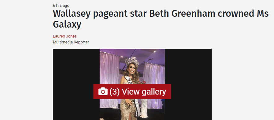 Ms Galaxy, Beth Greenham, made her local press after bringing the international crown back to the UK!