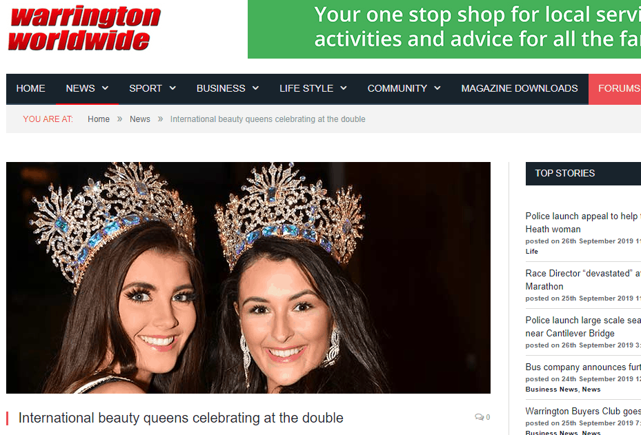 Miss & Miss Teen Galaxy, Kelsey and Ruby, have featured in Warrington Worldwide!